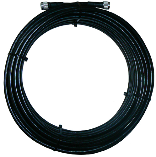 Cable assembly 25m RG214 dual braid shielded coaxial cable, N-type male plug connectors fitted both ends